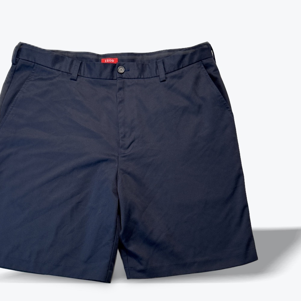 IZOD Golf Shorts Flat Front Navy Blue Performance Athletic Size 38